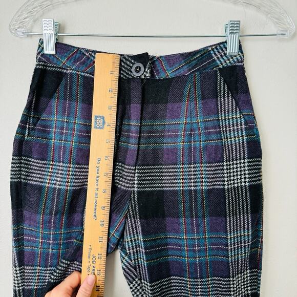 Unif Blue And Purple Plaid High Waisted Straight Leg Pants Women’s Size 23 - Picture 5 of 10